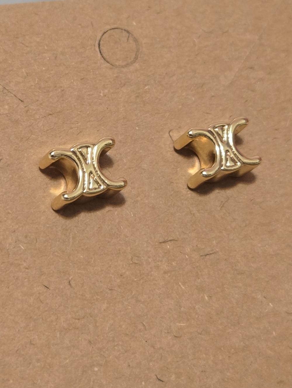 Fashion Inspired Gold Tone Women's Logo Stud Earrings